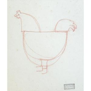 André Derain (1880-1954), étude De Poule, Sanguine Sur Papier