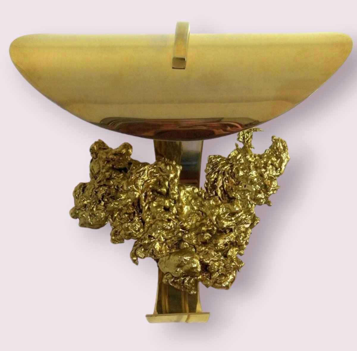 Electrified Gilt Bronze Wall Lamp With A Golden Rock -photo-2