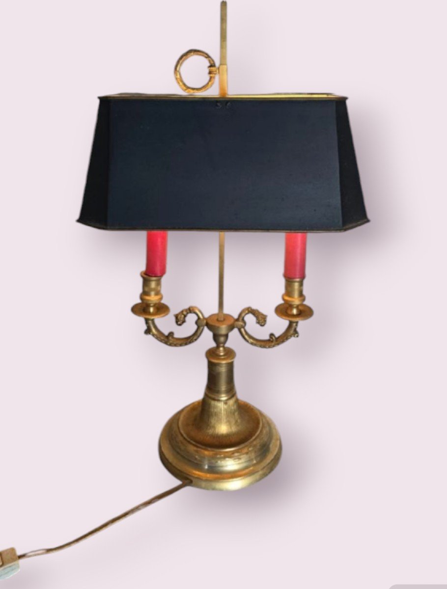 Large Bouillotte Lamp In Bronze, Empire Style, Electrified -photo-4