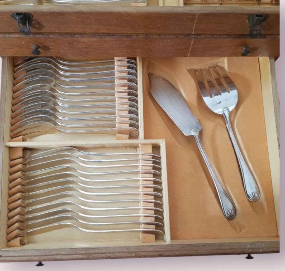 Complete Apollo Cutlery Set 114 Pieces In Silver Metal With Its Original Box-photo-3