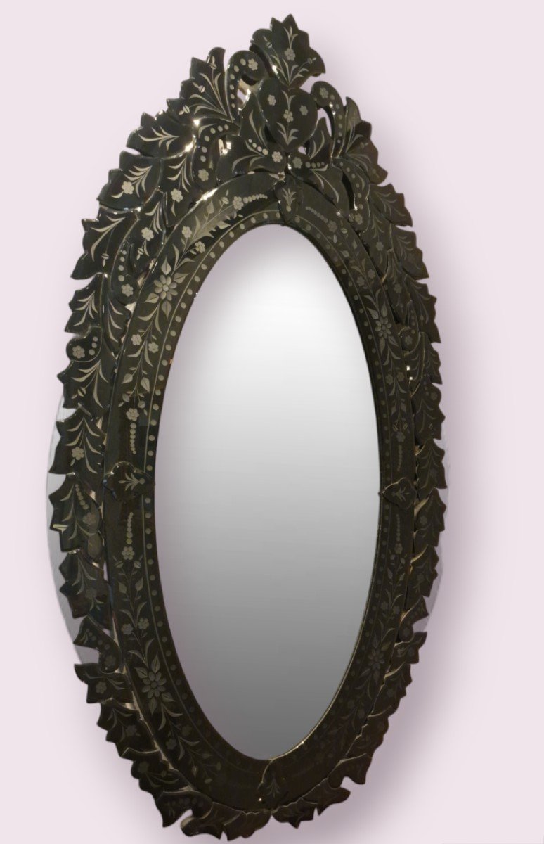 Exceptional Black Venetian Mirror In Very Good Condition -photo-2