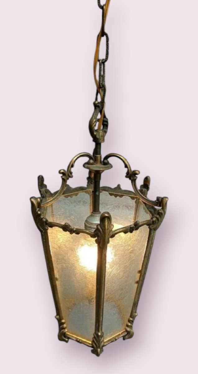 Ancienne Lanterne En Bronze Dorée, électrifié 