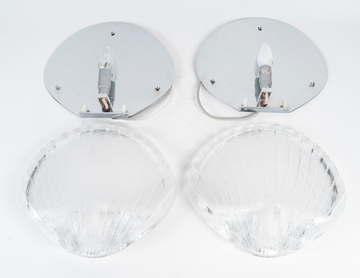 Important Pair Of Lalique Satin Crystal Wall Lights, Perfect Condition -photo-2