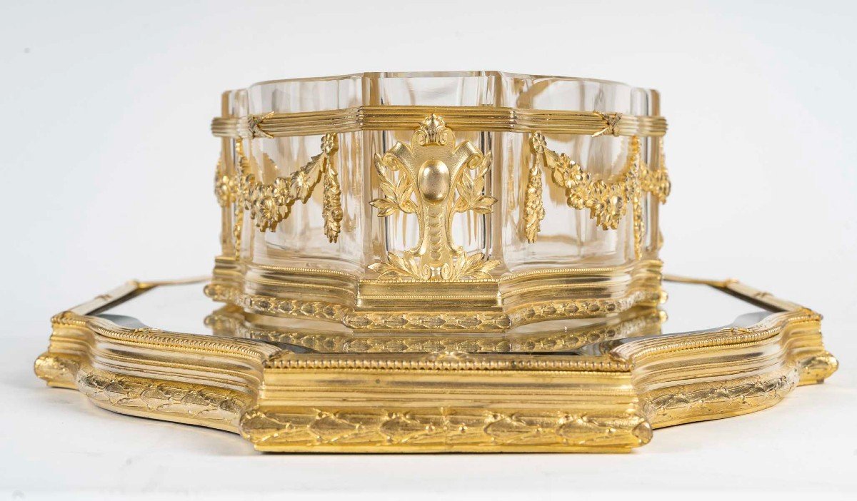 Exceptional Gilt Bronze And Baccarat Crystal Centerpiece, With Its Centerpiece-photo-4