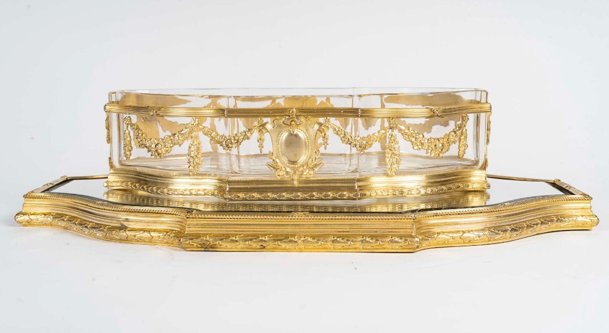 Exceptional Gilt Bronze And Baccarat Crystal Centerpiece, With Its Centerpiece-photo-3