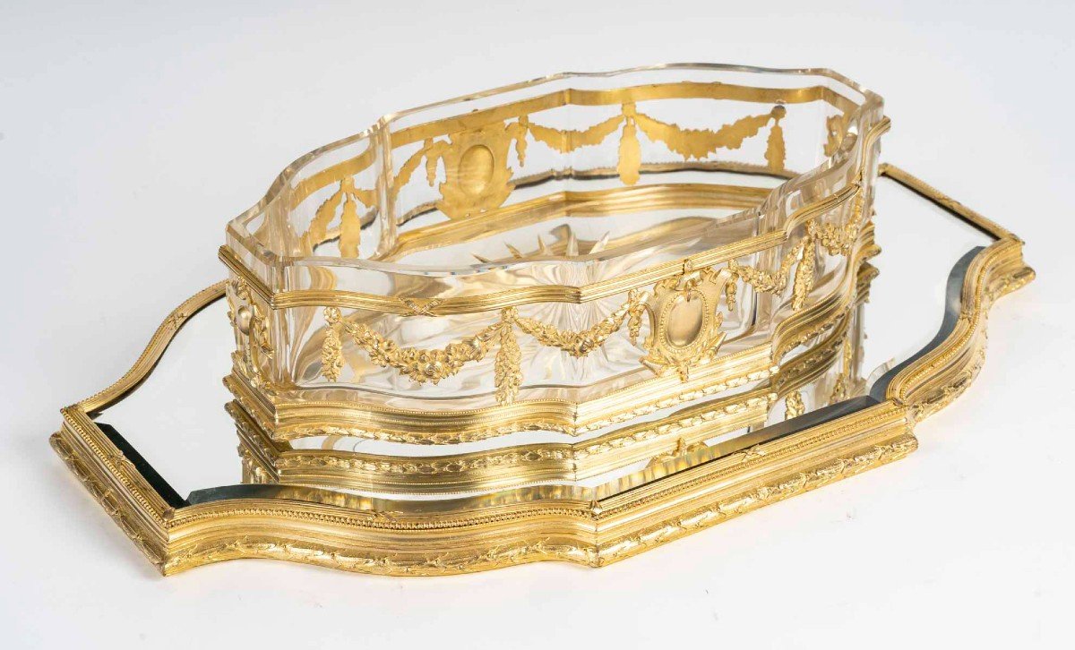 Exceptional Gilt Bronze And Baccarat Crystal Centerpiece, With Its Centerpiece