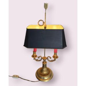 Large Bouillotte Lamp In Bronze, Empire Style, Electrified 