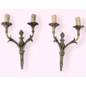 Pair Of Louis XVI Style Gilt Bronze Sconces, Electrified 