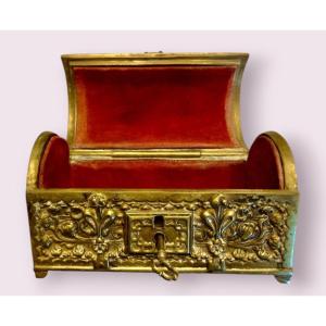 Gilt Bronze Box With Its Original Key, 19th Century