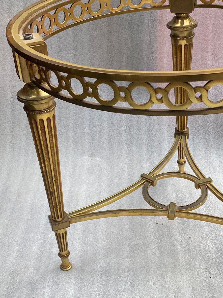 1950/70 Gilt Bronze Pedestal Table Maison Jansen Or Maison Charles, Sea Green Marble, Spacer-photo-2