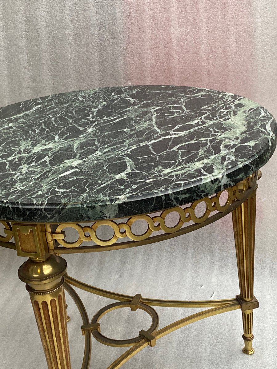 1950/70 Gilt Bronze Pedestal Table Maison Jansen Or Maison Charles, Sea Green Marble, Spacer-photo-8