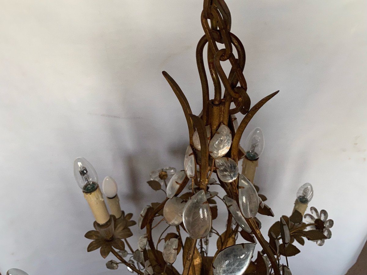 1950/70 Chandelier Maison Baguès Foliage And Flowers 12 Lights ø 80 H 82 + 50 Cm-photo-7