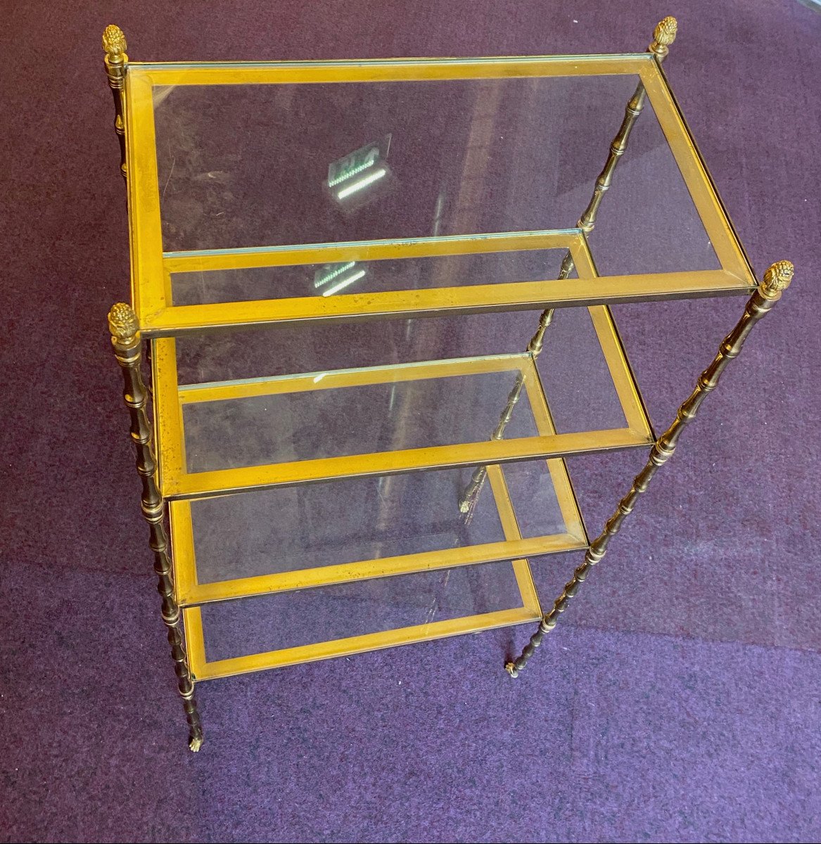 1970′ Bronze Shelf With 4 Levels Maison Baguès Glass Trays 31 X 56 H 118 Cm-photo-2