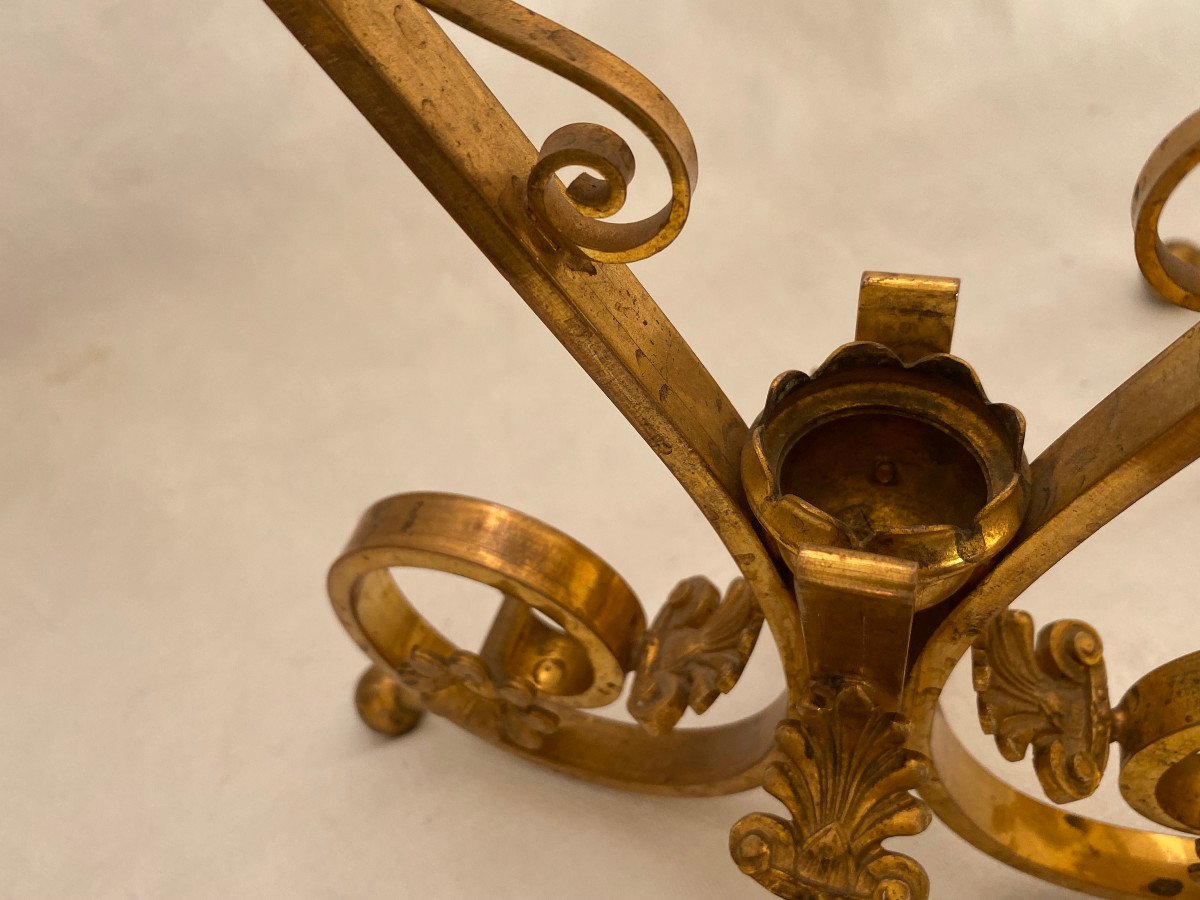 1870′ Pair Of Baccarat Cornets Or Similar Bronze Mount Monogram At The Crown H 49.5 Cm-photo-7