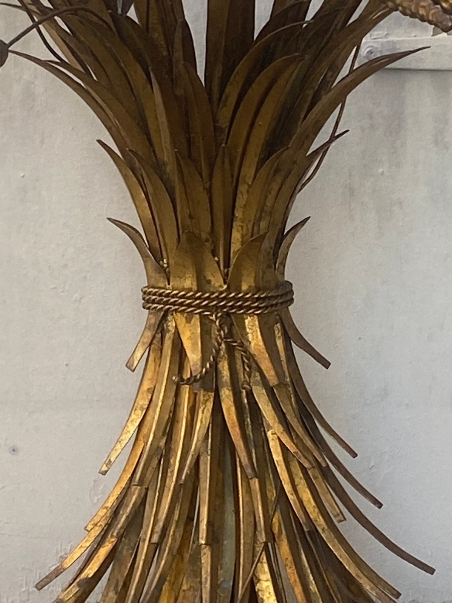 1970′ Sheaf Of Wheat Console Model After Goosens Gold Metal Dlg Coco Chanel 64 Xh 79 Cm-photo-2