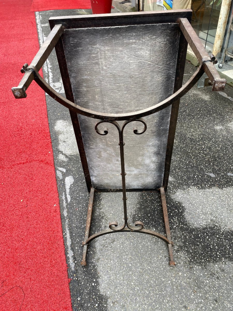 1950/70 Wrought Iron Coffee Table With Correze Slate Top Spacer 90.5 X 45.5 Xh 45 Cm-photo-7