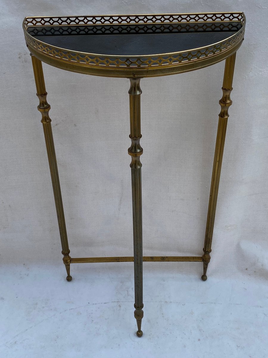 1970′ Console 1/2 Moon Gilt Bronze Maison Jansen 45 X 23 Xh 79 Cm-photo-2