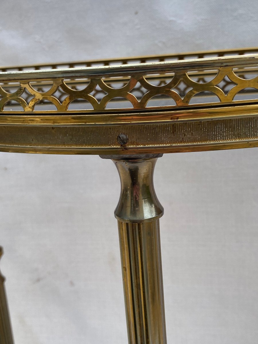 1970′ Console 1/2 Moon Gilt Bronze Maison Jansen 45 X 23 Xh 79 Cm-photo-3