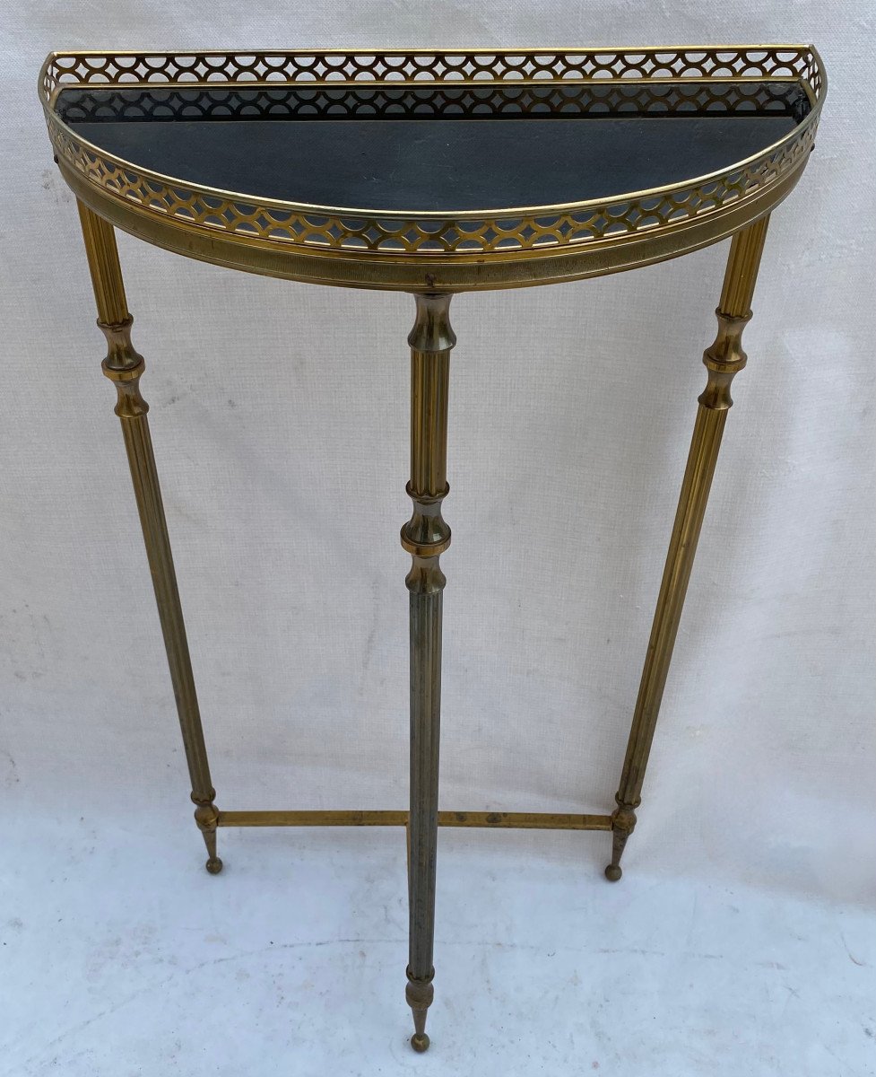 1970′ Console 1/2 Moon Gilt Bronze Maison Jansen 45 X 23 Xh 79 Cm