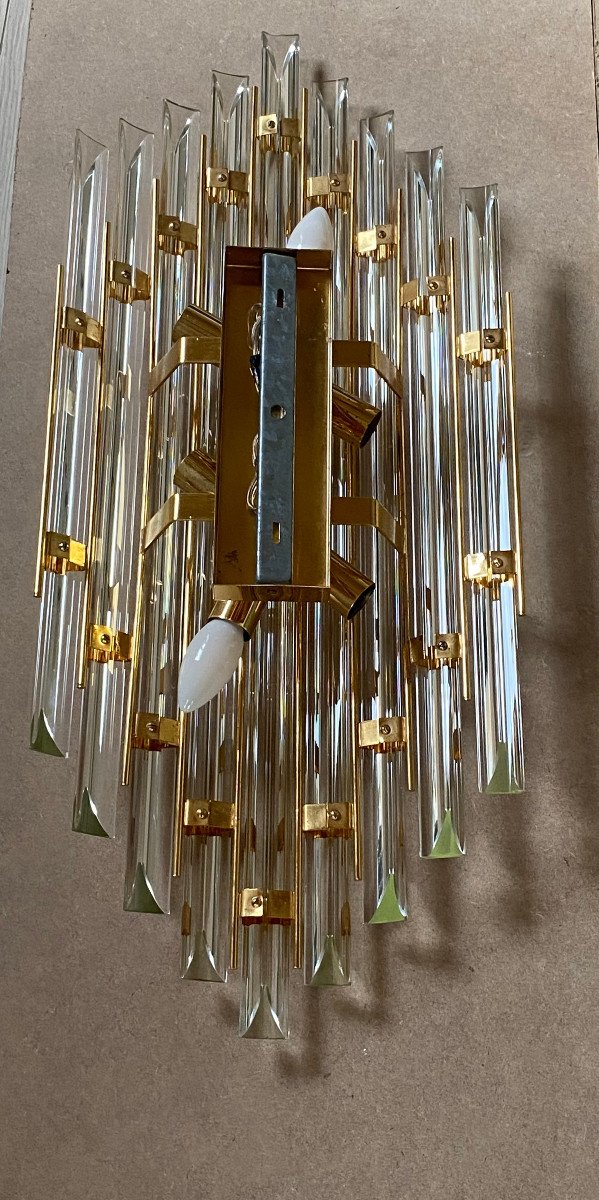 1970/80′ Murano Crystal Wall Lamp H 78.5 X 33 X 13 Cm-photo-8