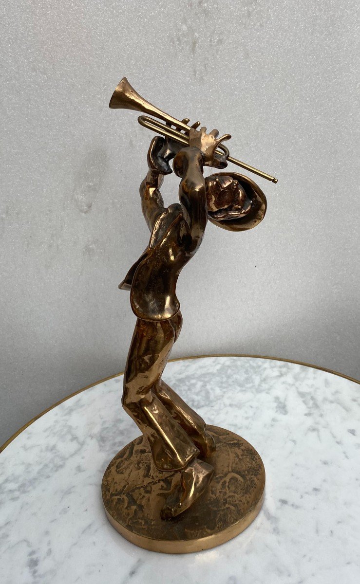 1970/80 'the Jazz Band' 4 Bronze Sculptures, Signed Lohe-photo-7