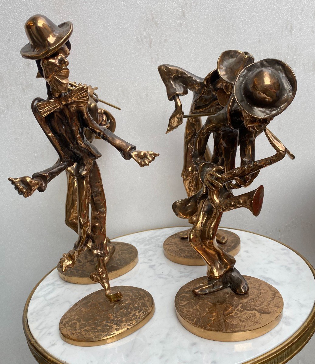 1970/80 'the Jazz Band' 4 Bronze Sculptures, Signed Lohe