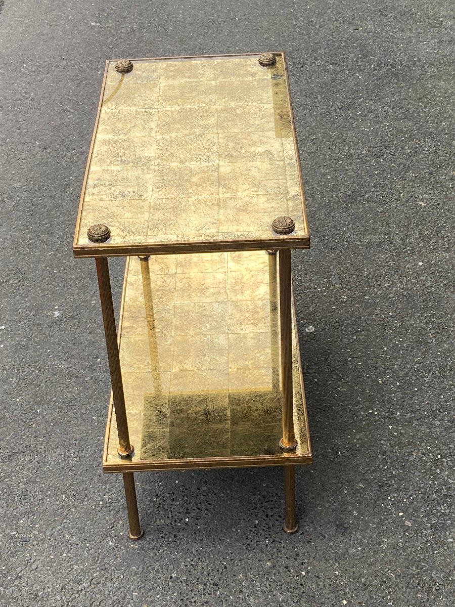 1970′ Rectangular Side Table Maison Bagués Bronze Gold Leaf Trays 60 X 30 Cm-photo-2