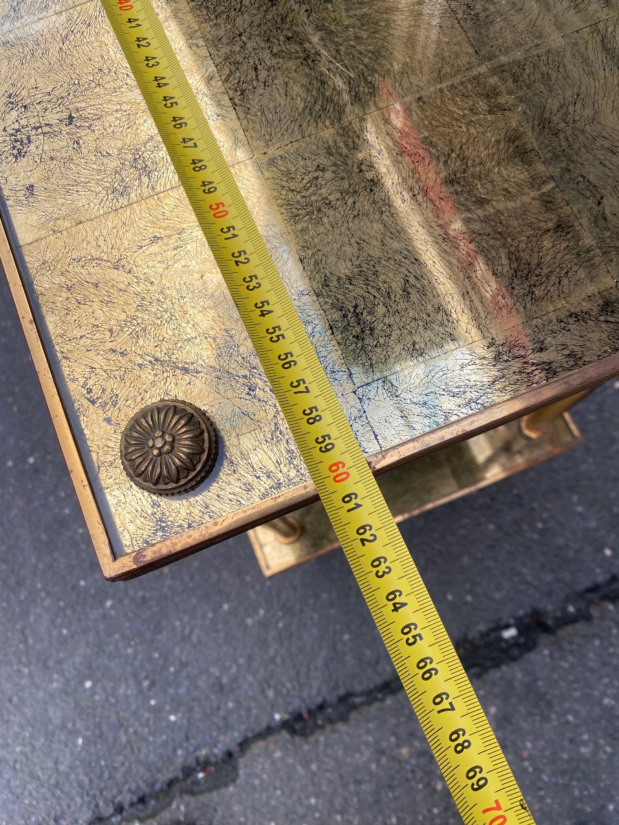 1970′ Rectangular Side Table Maison Bagués Bronze Gold Leaf Trays 60 X 30 Cm-photo-1