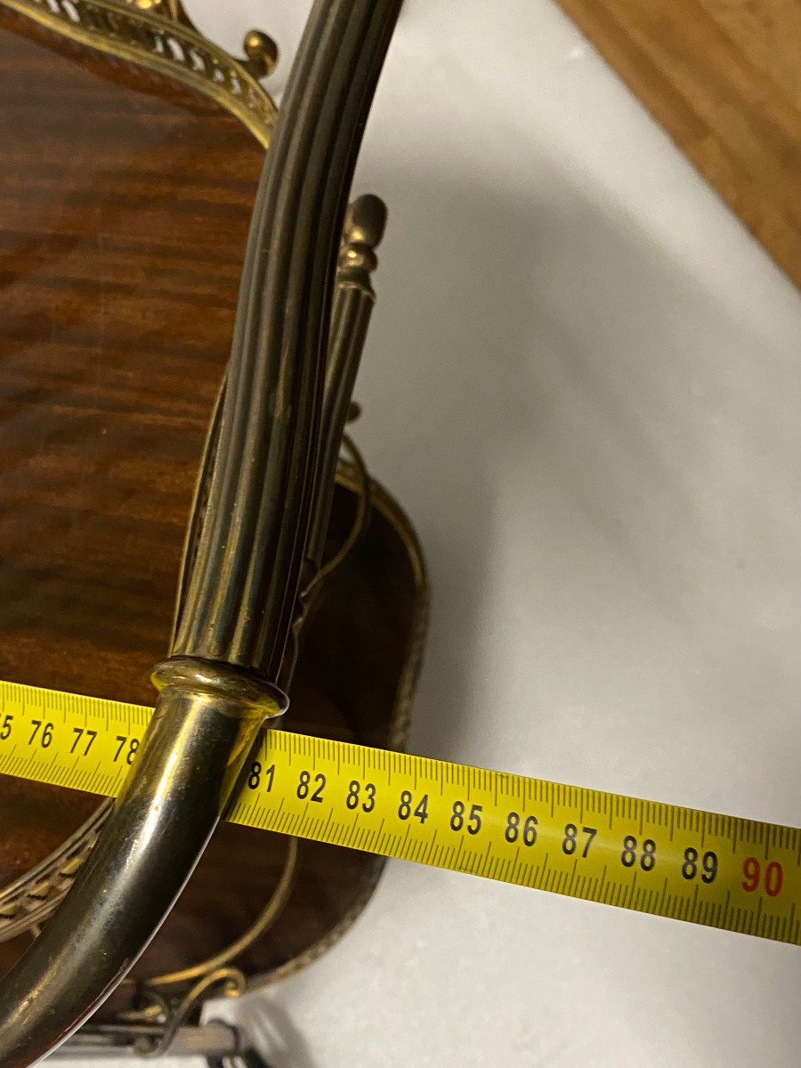 1950/70 Maison Jansen Crossbow Shaped Rolling Trolley In Mahogany And Gilt Bronze-photo-6