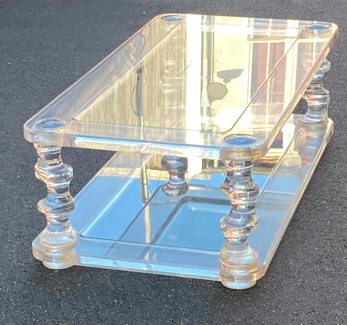 1970′ Table Basse Altuglas Romeo 0m60 X 1m20 Modèle « Mirage »-photo-1