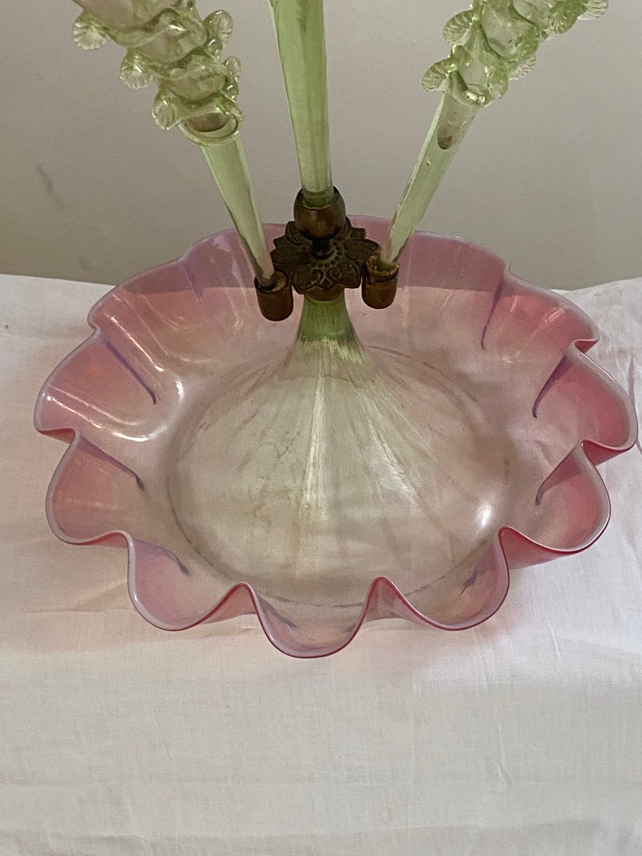 1880/1900 Opalescent Glass Bouquetière With 4 Cornets N 3 H 57 Cm-photo-6