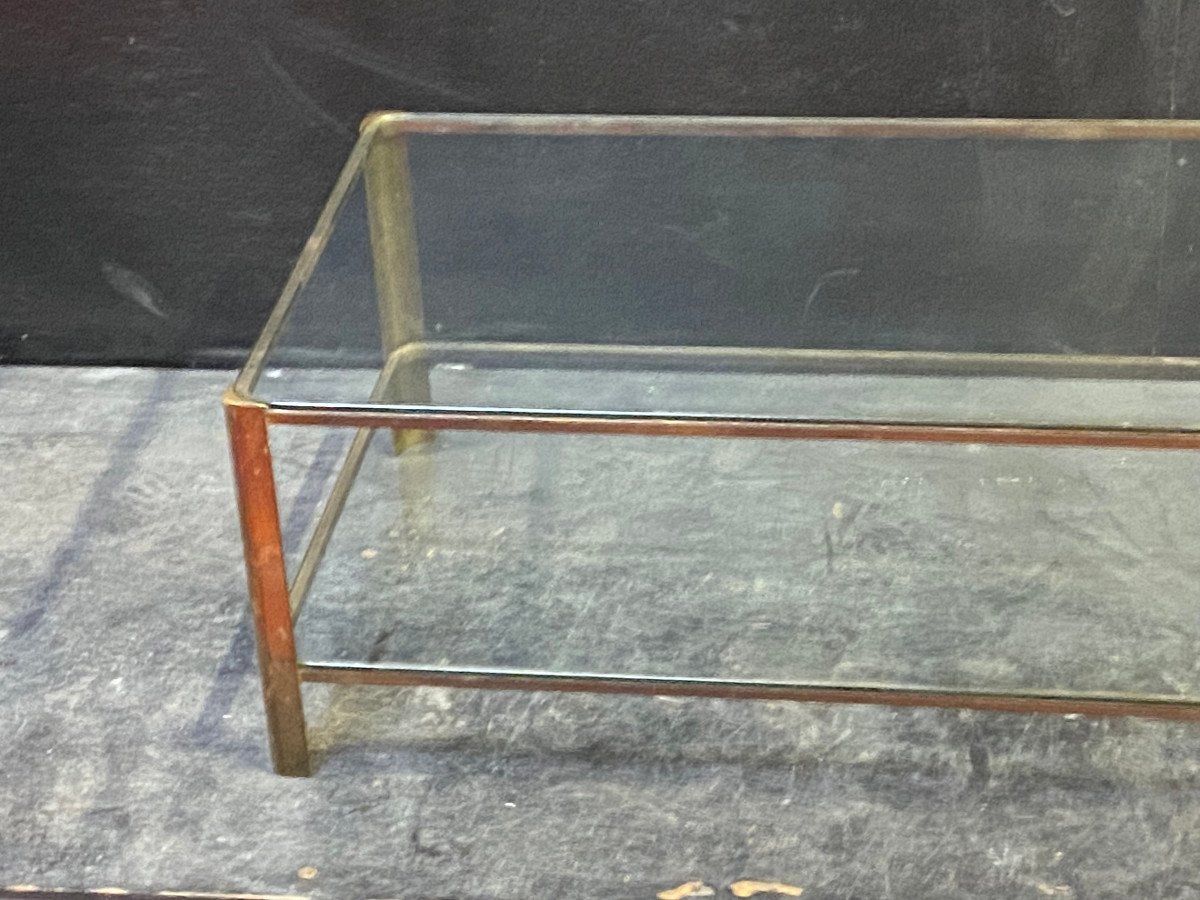 1970′ Jacques Quinet Coffee Table, Maison Malabert. Polished Brass. L: 111 Cm X 56 Cm H 37 Cm-photo-7