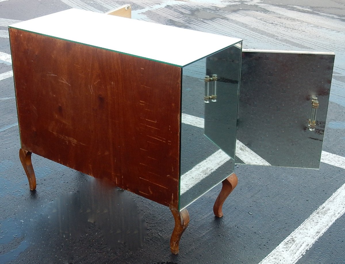 1940/50 ′ Art Deco Sideboard Mirror 2 Doors 2 Glass Handles-photo-4