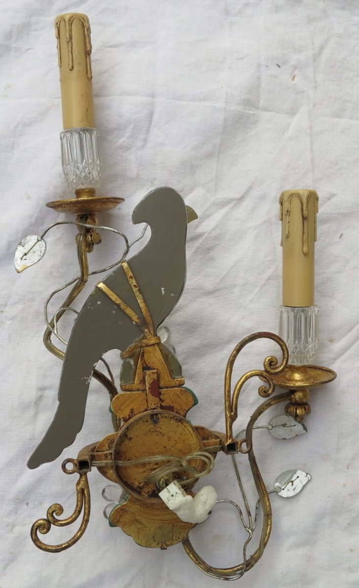 1970 ′ Pair Of Wall Lights In La Perruche Style Baguès-photo-1