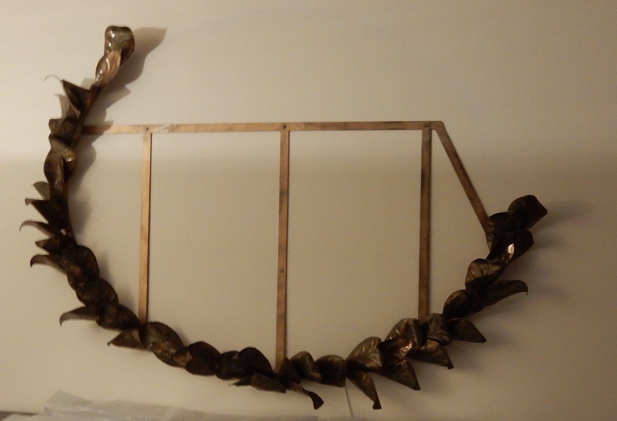 1970/80 ′ Lighting Mirror Bamboo Decor With Foliage Brasseur Style By Barbier For Jansen-photo-3