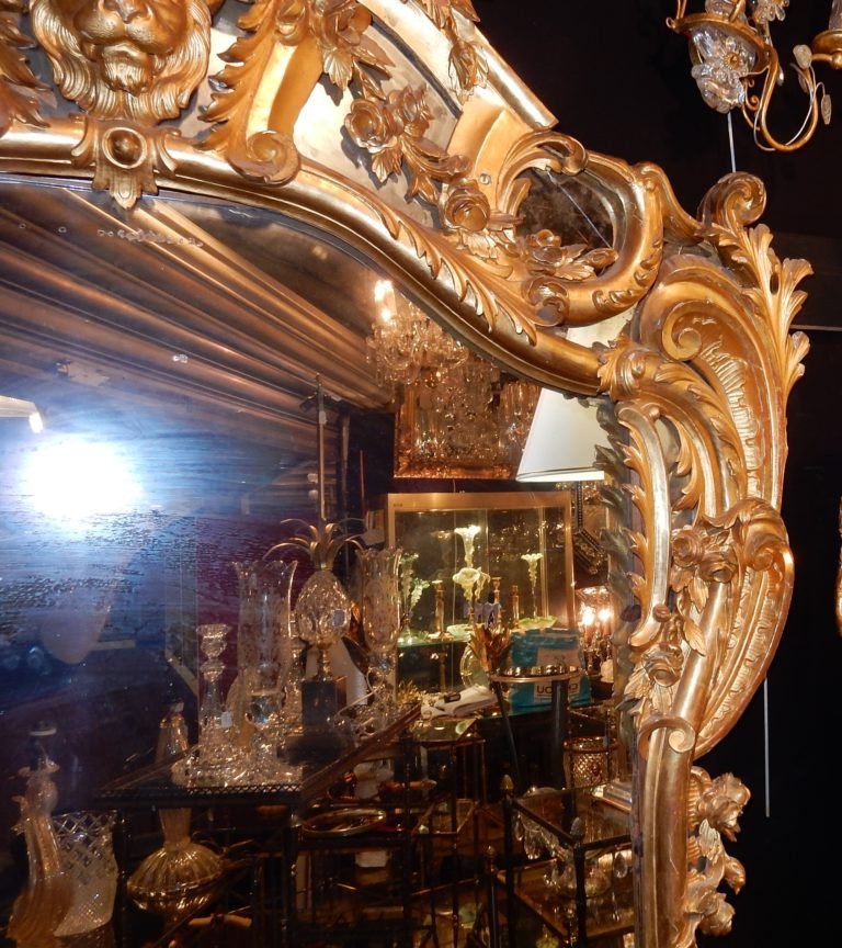 1850 ′ Louis 15 Style Mirror In Golden Wood Mercury Ice 2m40 X 1m50-photo-4