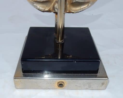 1970 ′ Lotus Decor Lamp, Silver Bronze, Shagreen, Agate, Duval Brasseur Unsigned-photo-2