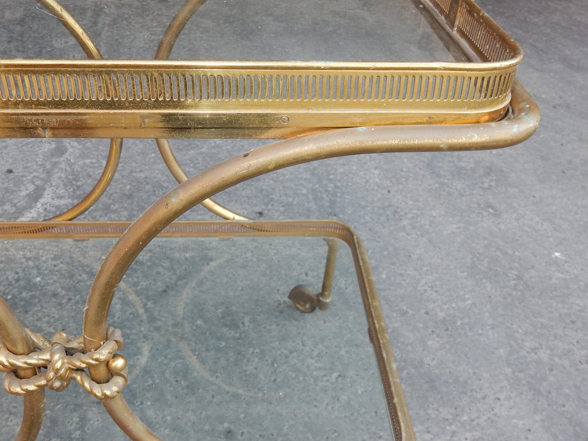 1970 ′ Rolling Bar In Bronze And Gilded Brass Maison Baguès Or Charles Or Jansen Decor Napoleon 3-photo-1