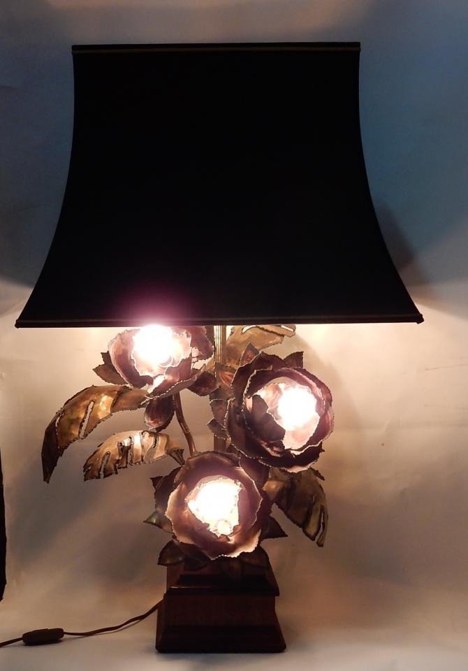 1970 ′ Metal Anemone Lamp Maison Jansen Style 3 Heads Baroque Style-photo-6