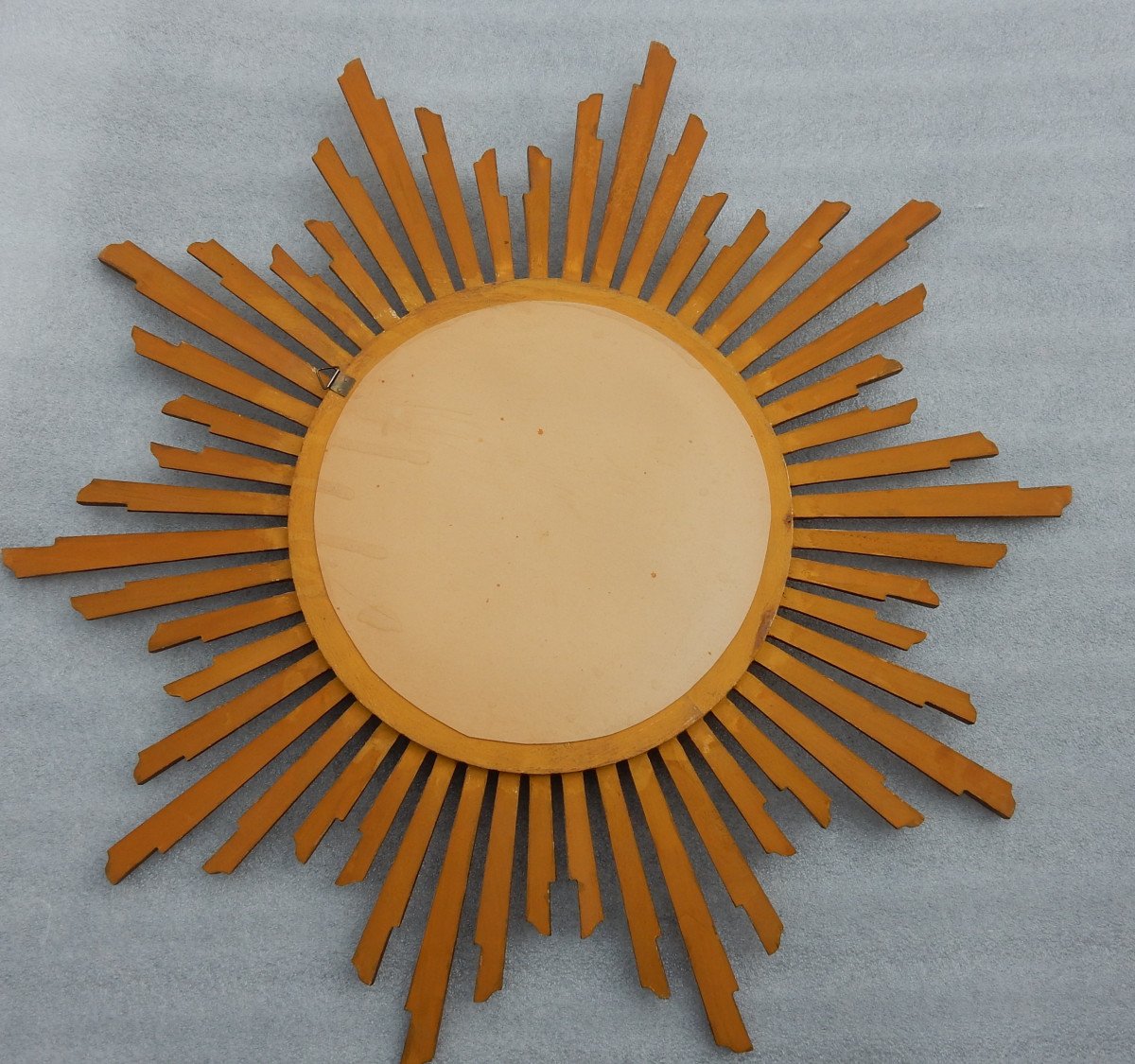 1950/70 ‘ Miroir Soleil Convexe, Bois Doré Diamètre 68 Cm-photo-4