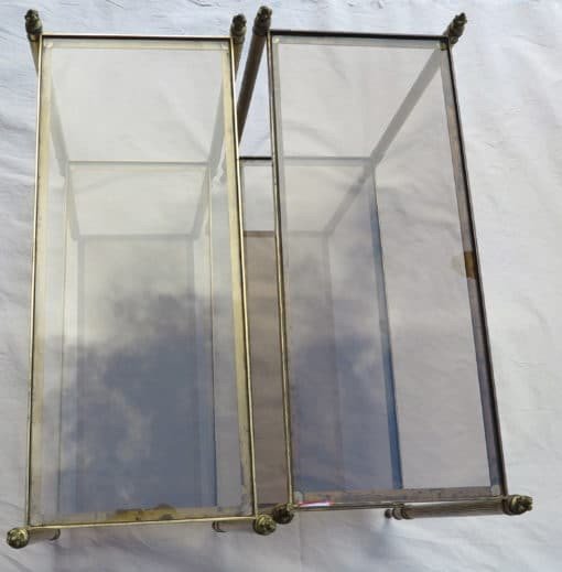 Pair Of Rectangular Sofa Ends Maison Bagués Brass And Bronze Smoked Glass Trays-photo-2