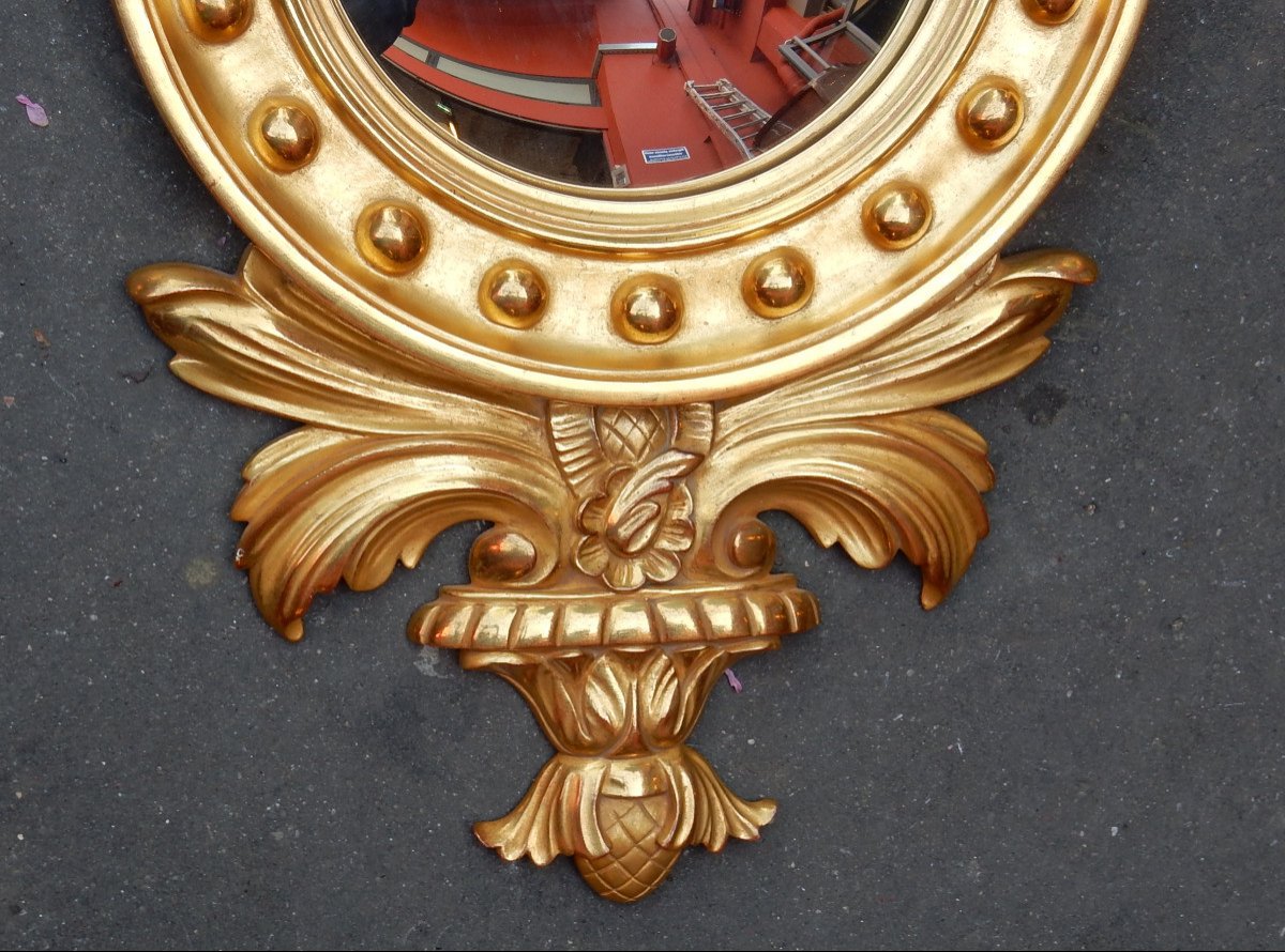 1950/70 ′ Convex Mirror With Eagle, Golden Wood H 97 Cm-photo-4