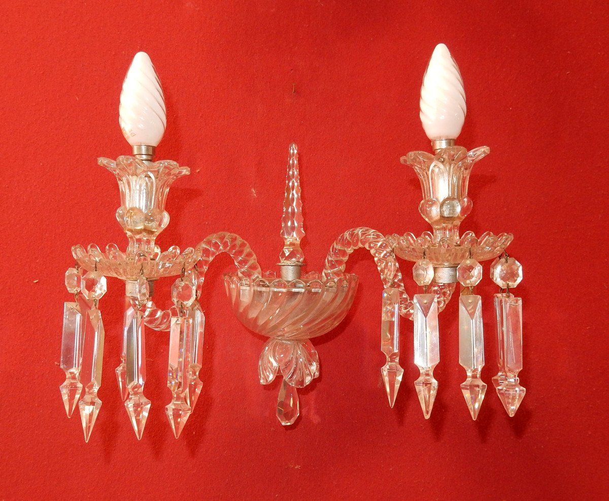 1950 ′ Pair Of Baccarat Dagger Sconces Tors Model-photo-2