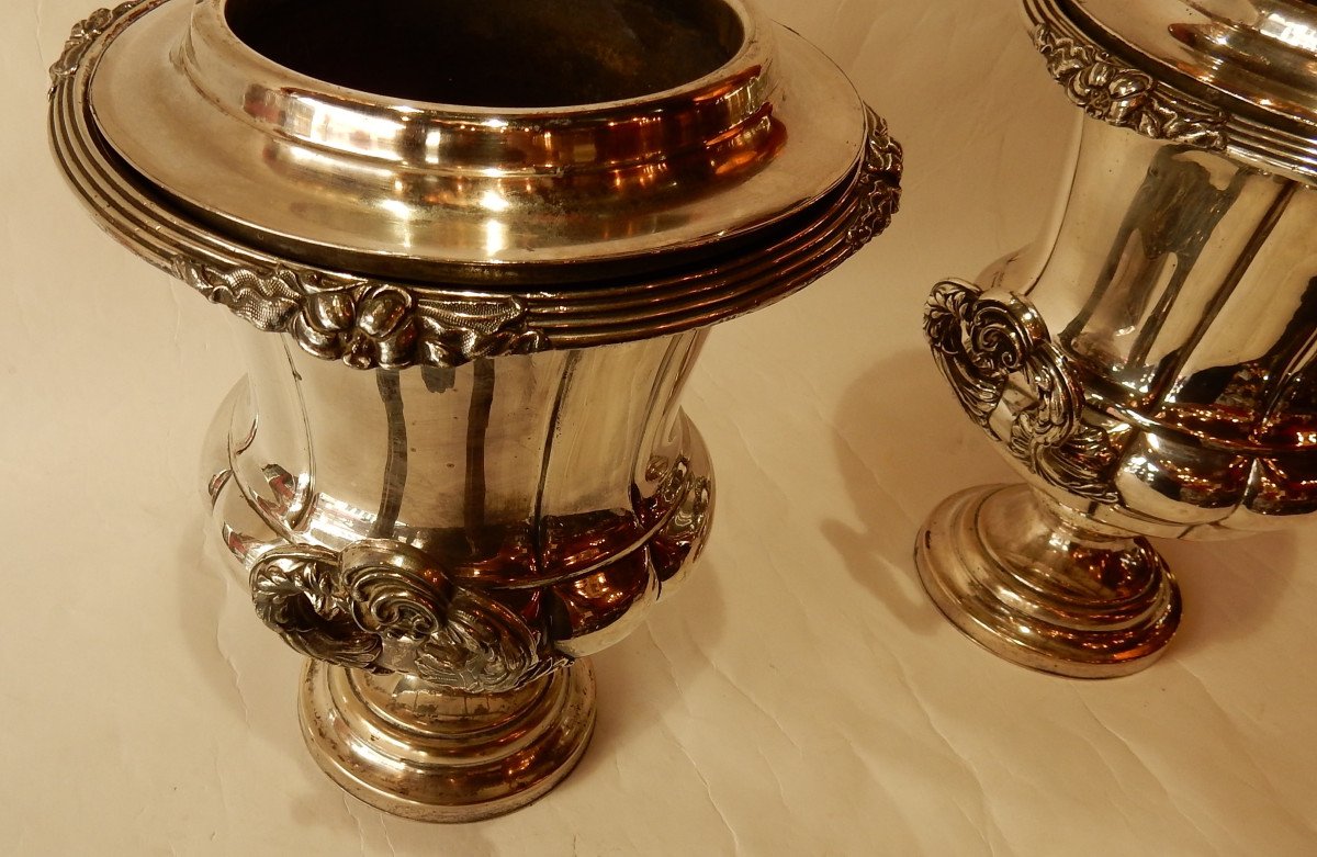 1900 ′ Pair Of Silver Metal Coolers Napoleon Style 3-photo-5