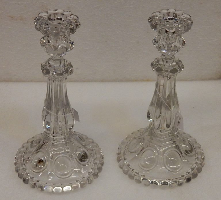 1950 ′ Pair Of Baccarat Beaded Bases Candlesticks-photo-2