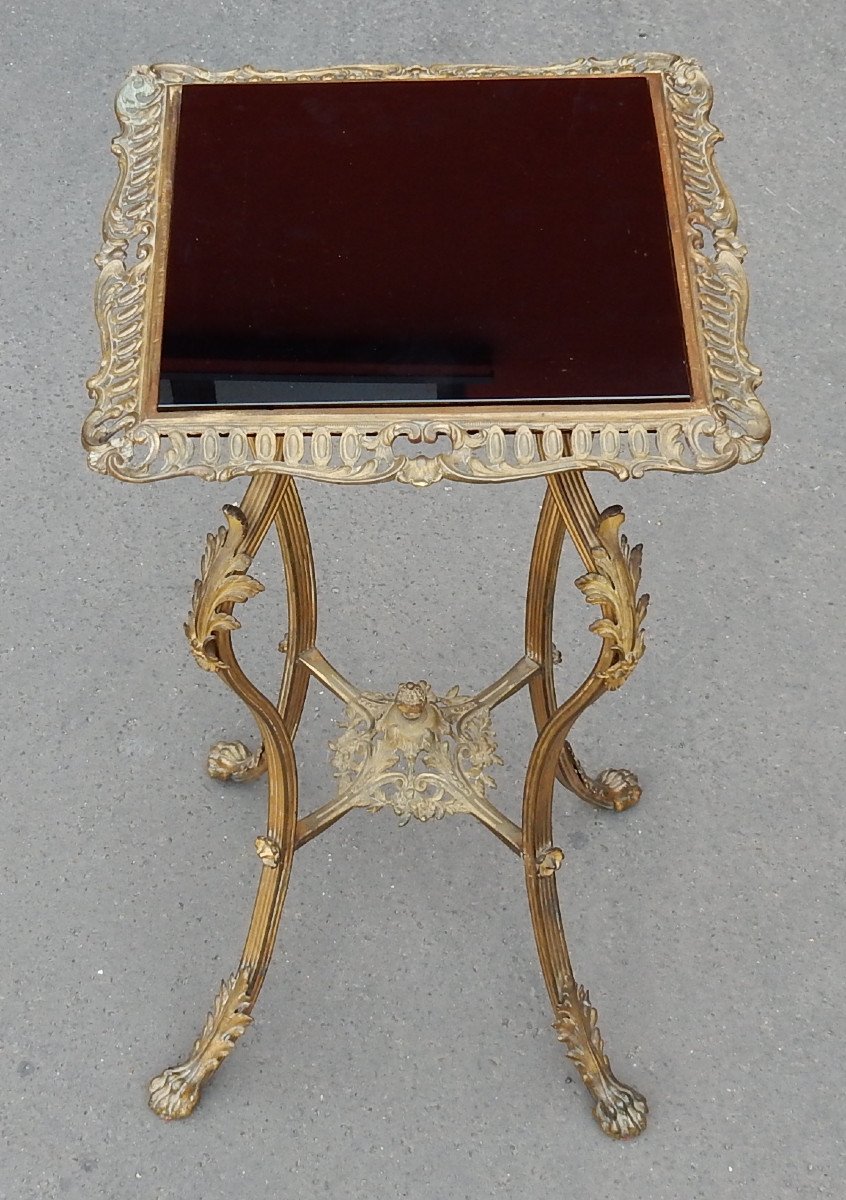 1880/1900' Sellette Style Louis XIV Bronze Et Opaline