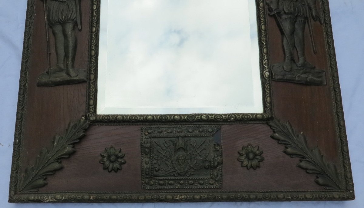 1900' Miroir De Style Médiéval Décor Armures-photo-2