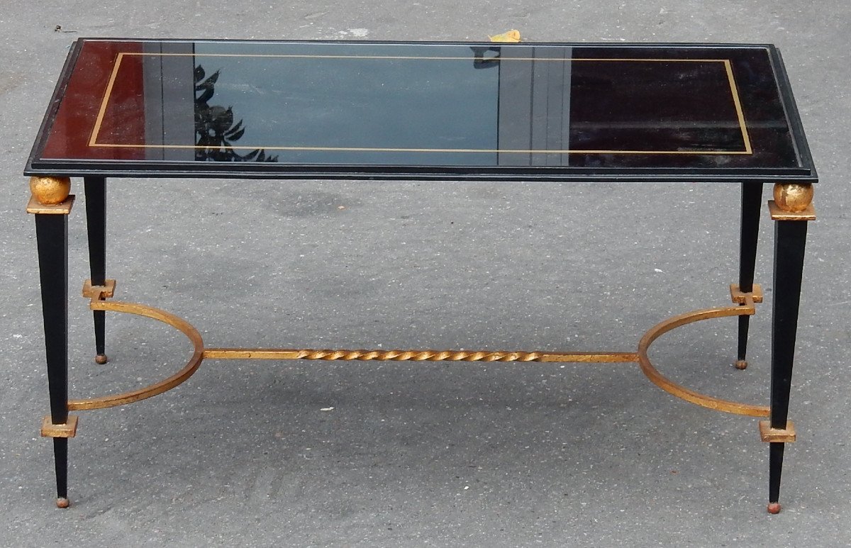 1950 ′ Coffee Table In Iron Painted And Gilded With Gold Style G. Poillerat-photo-3