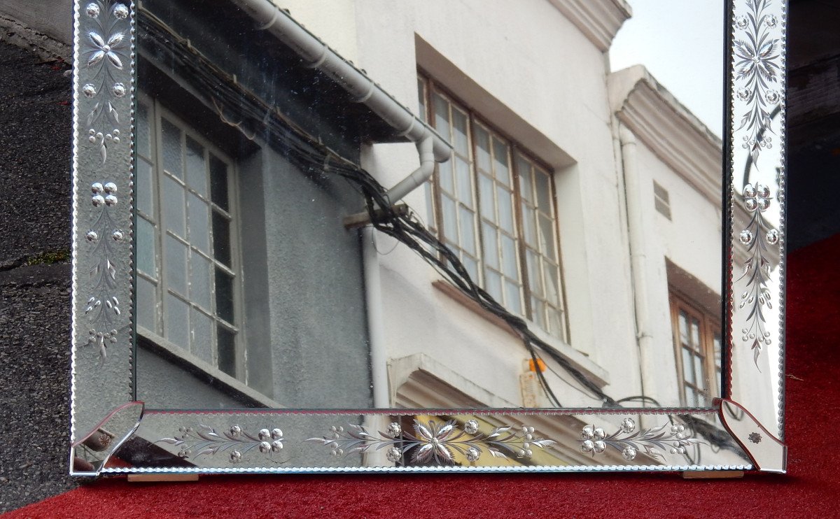 1970′ Miroir Venise à Fleurs 181 X 80 Cm-photo-4