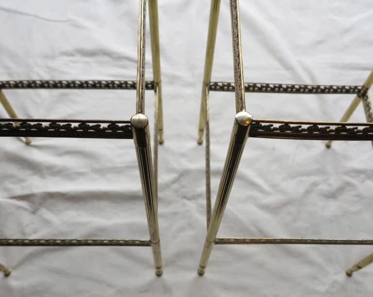 1950/70 'ends Of Sofa In Bronze 36 × 36 Cm, 2 Smoked Glass Trays St Maison Baguès-photo-3